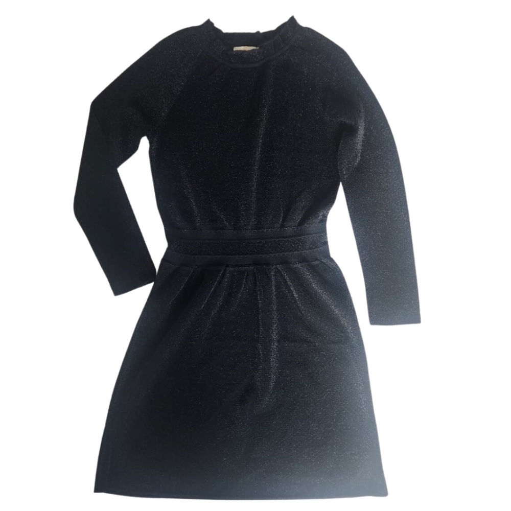 Tory Burch Isabelle Metallic Black Strechy Dress Size M